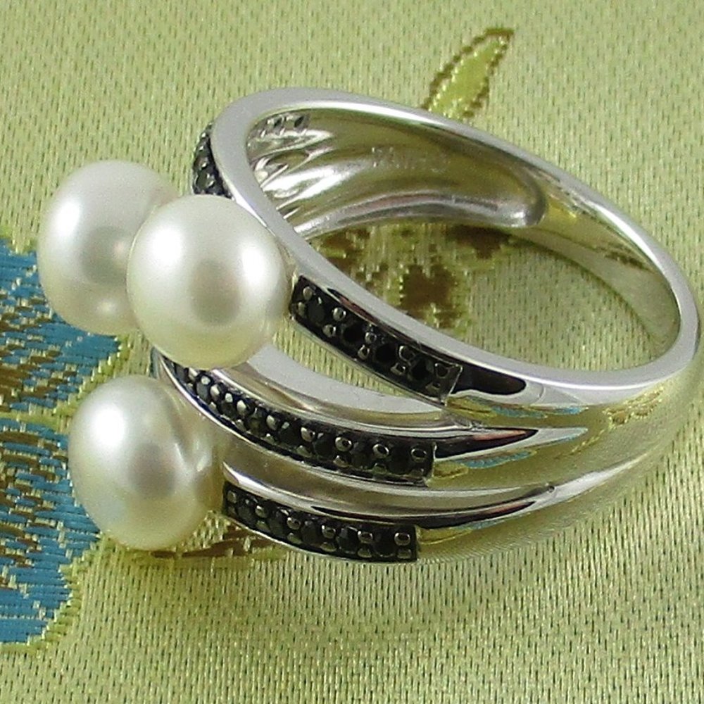 Honora Cultured Pearl & Black Spinel Ring